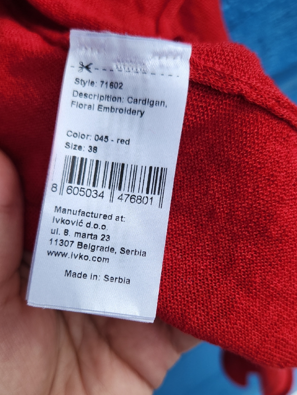 Red Embroidered Open-Front Women's Cardigan Sweater - Picture 7 of 8